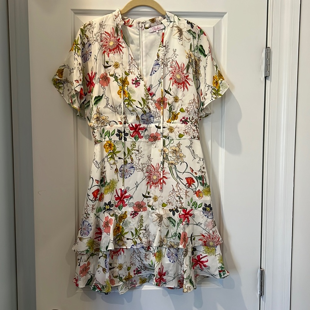 Parker Natalie floral silk dress, size 6 EUC